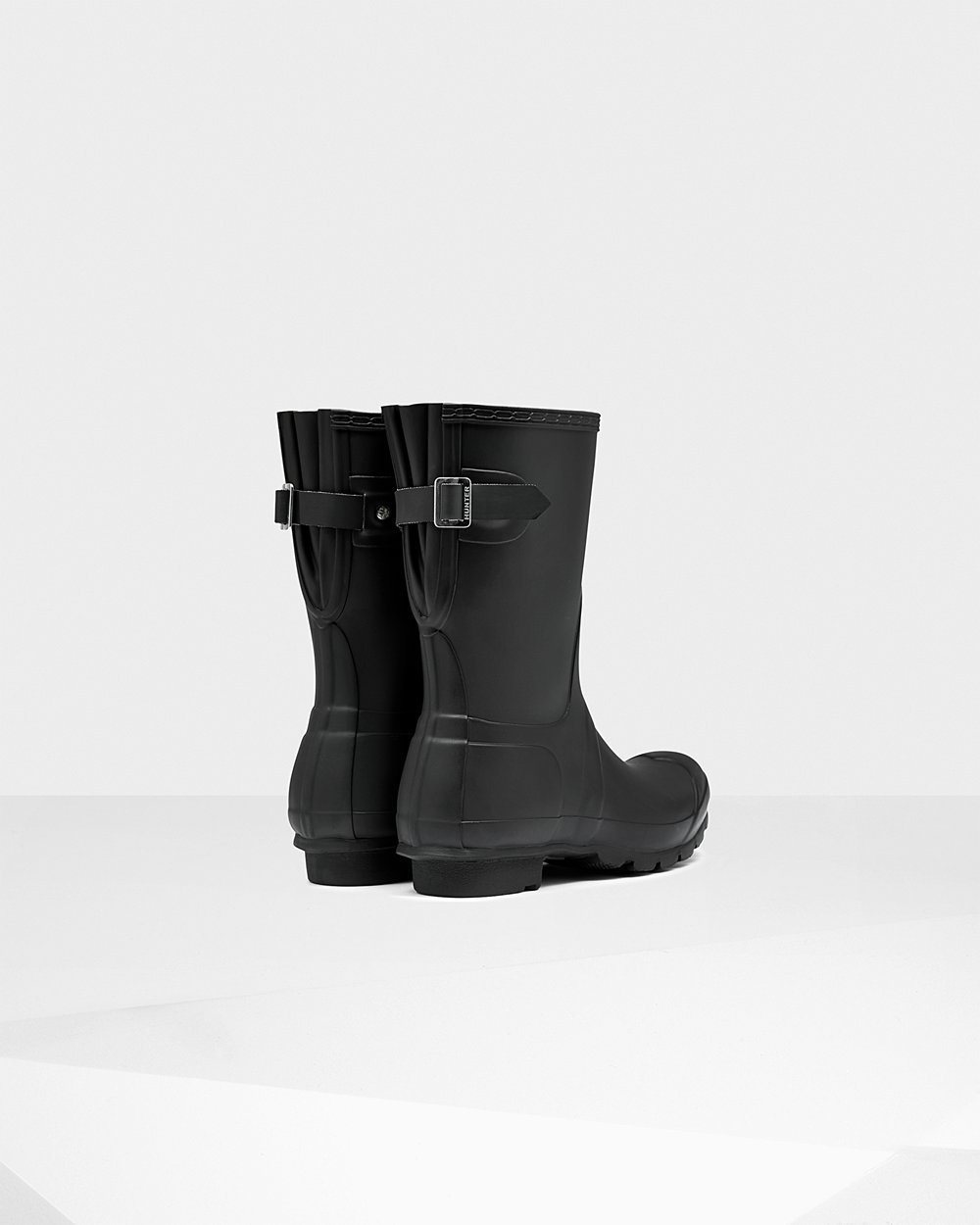 Hunter Original Back Adjustable Short Rain Boots - On Sale Womens Black - UGRHFT217